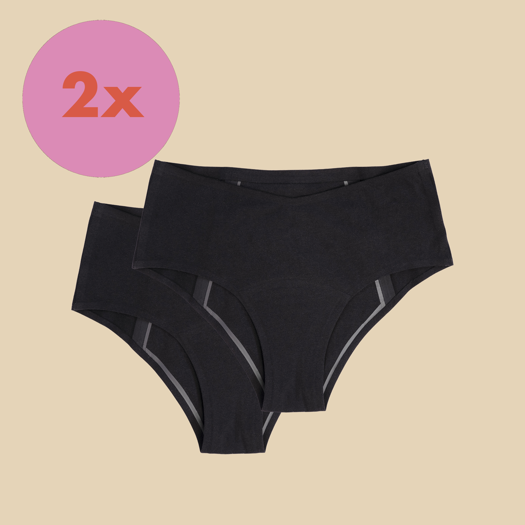 2 units of our dais maternity underwear which are a sustainable alternative to pads, tampons and adult diapers. Made of organic cotton, these pants are super absorbent. With a purchase of 2 underwear, you get a 10% discount.