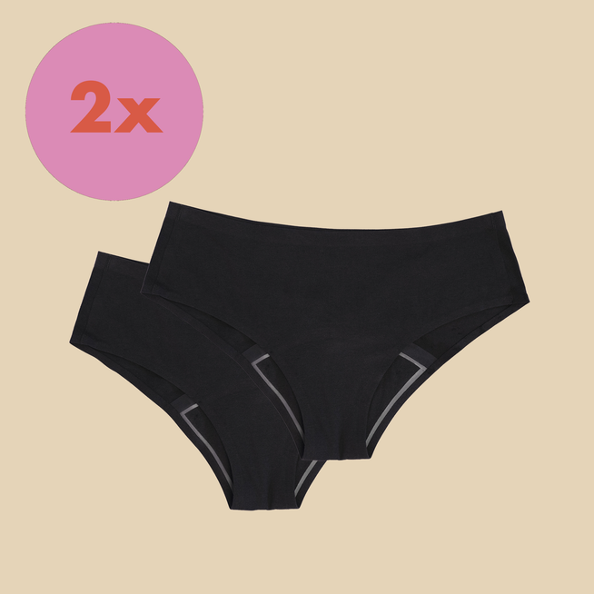 dais period underwear in hipster cut made of organic cotton. Set of 2 products with 10% discount. 